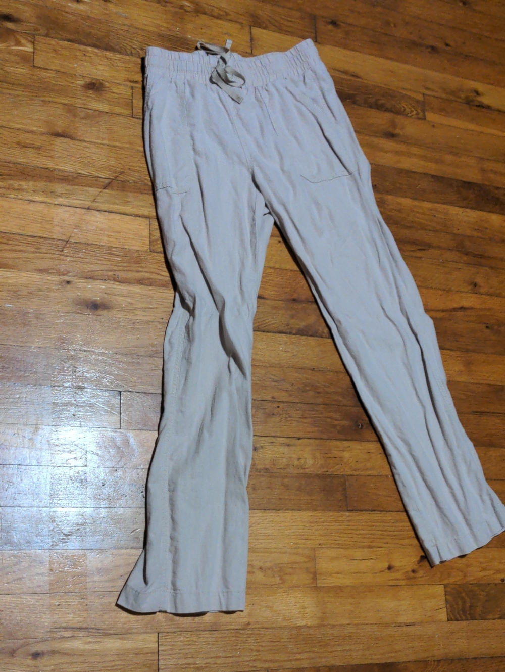 Cato Light Beige Wide-Leg Drawstring Pants